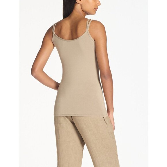 SARAH PACINI Neelah Taupe Beige Modal Jersey Scoop Neck Tank Top, Size 4/XL - Picture 2 of 11